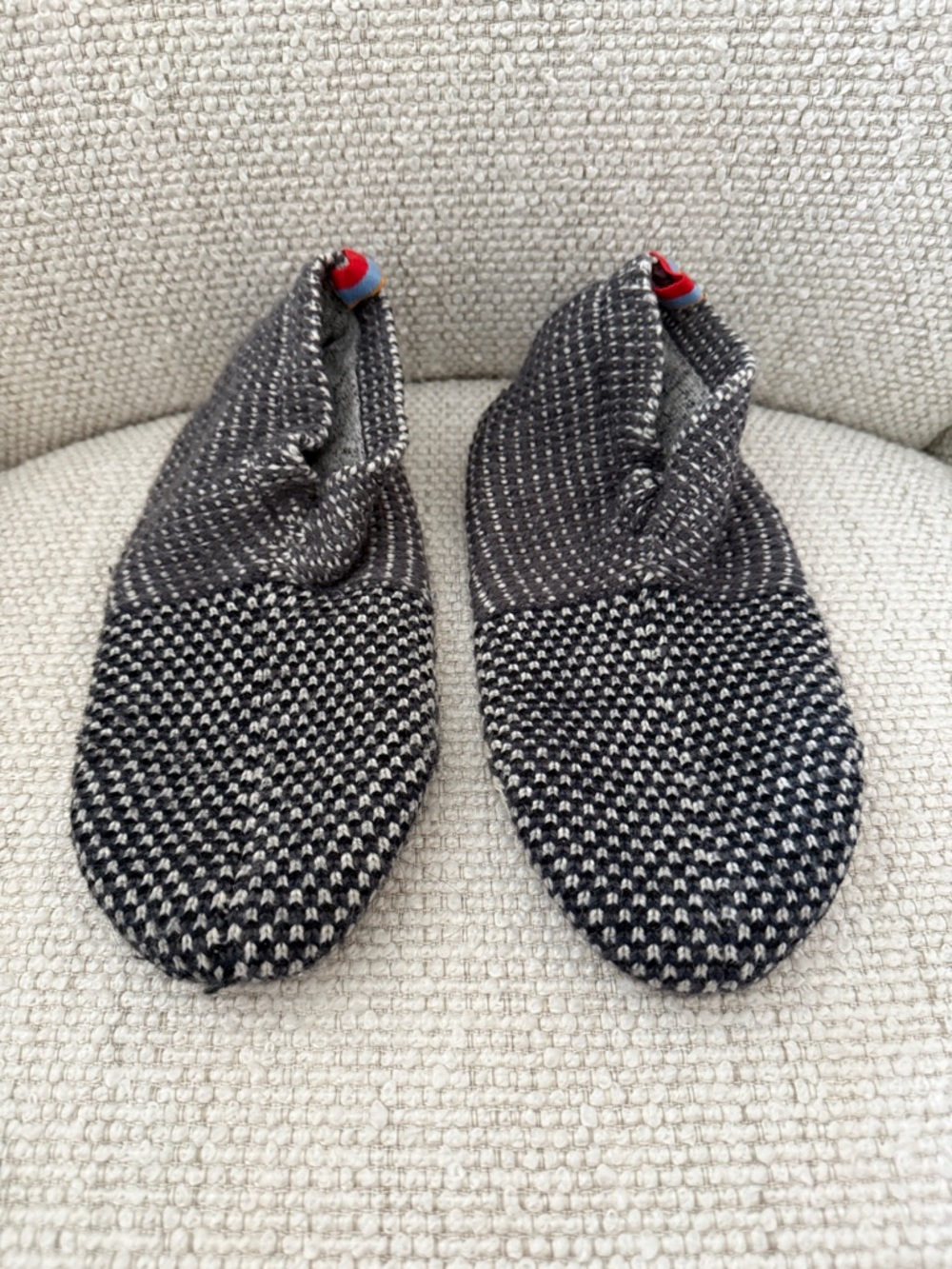 Bombas Black and Cream Knit Slip-On Flats